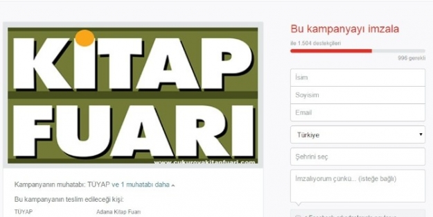 Çukurova Kitap Fuarı Süresinin Uzatılması İçin İmza Kampanyası