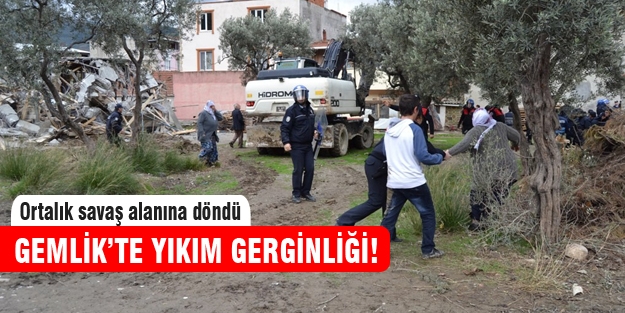 Gemlik'te kaçak binalara müdahale