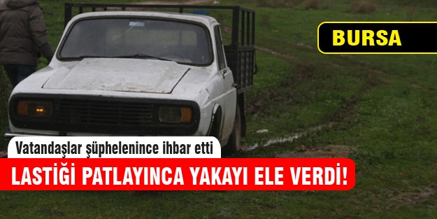 Patlayan lastik hırsızı ele verdi!