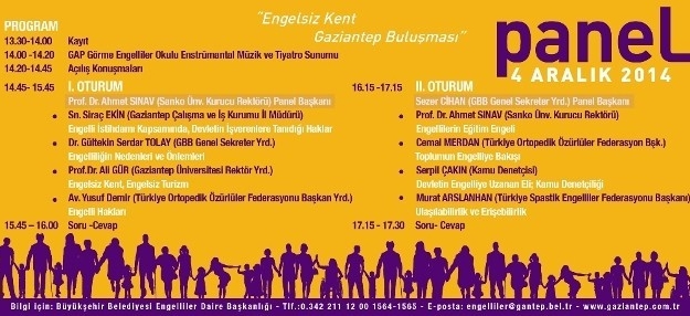 “engelsiz Kent Gaziantep Buluşması” Paneli Düzenleniyor