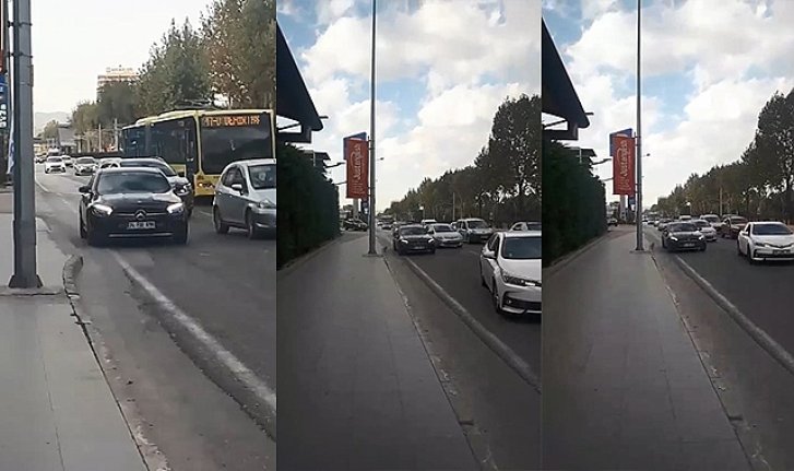 Bursa'da geri geri giden otomobil sürücüsü trafikte tehlikeli saçtı