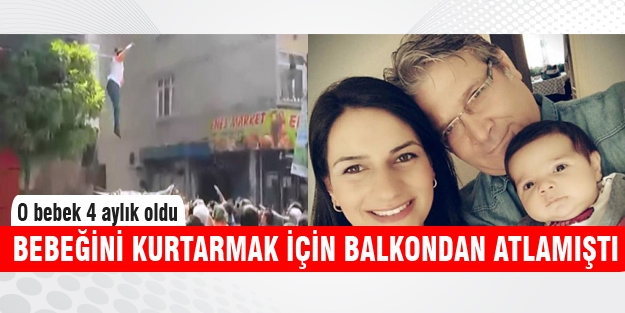 Balkondan atlayan hamile kadının mutluluk pozu