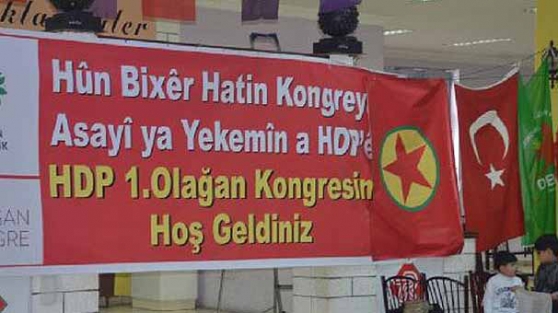 Türk ve PKK bayrağını yan yana astılar