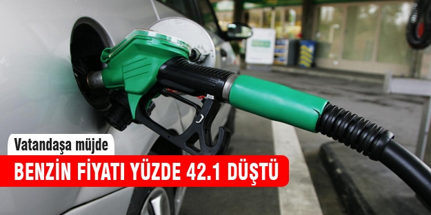 Benzin fiyatı yüzde 42.1 düştü