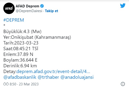 Kahramanmaraş'ta deprem! Artçı sarsıntılar sürüyor...