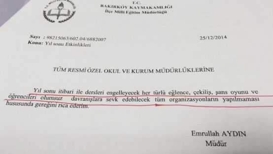 Okullara yılbaşı yasağı!