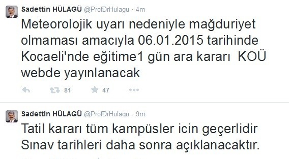 Kocaeli’de Okullar Tatil