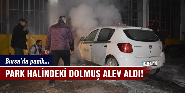 Bursa'da park halindeki araç alev aldı!