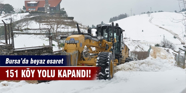 Bursa'da kar köy yollarını kapattı