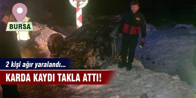Karda kayan araç takla attı!