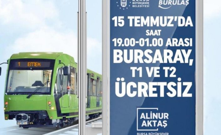 15 Temmuz'da Bursa'da ulaşım ücretsiz