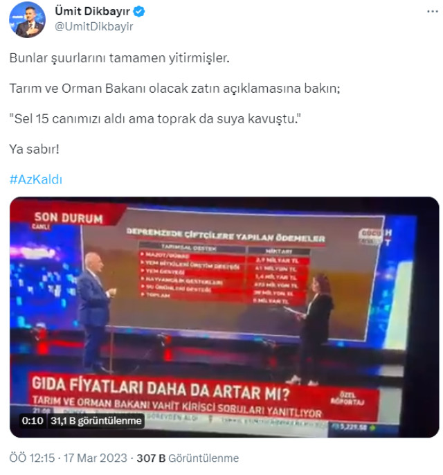 Bakan Kirişci'nin sel yorumu gündem oldu! Sosyal medyada tepkiler büyüyor