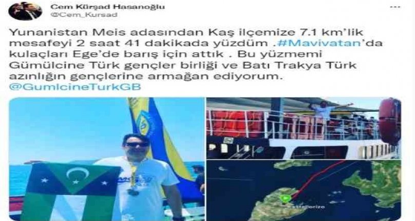 Bursa Osmangazi Belediye Başkan Yardımcısı Yunanistan'dan Türkiye'ye yüzerek geçti