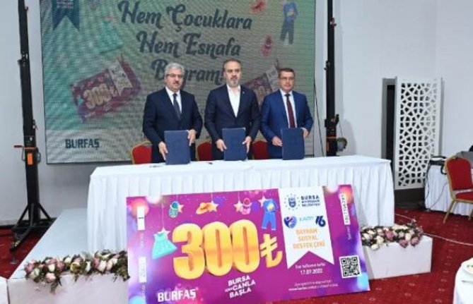 Bursa'da ihtiyaç sahibi 20 bin çocuğa 300 TL'lik destek çeki