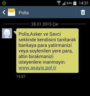 POLİSTEN DOLANDIRICILARA KARŞI SMS’Lİ UYARI