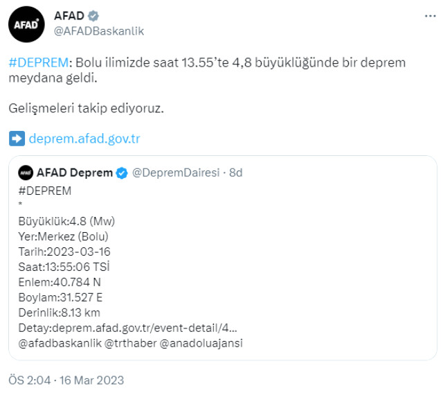 Bolu'da korkutan deprem! Vatandaş sokağa döküldü