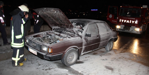 Otomobil aniden alev aldı!