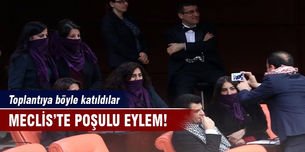 Meclis'te poşulu eylem