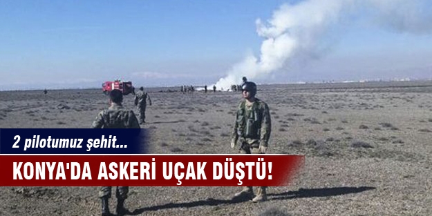 Konya'da askeri uçak düştü