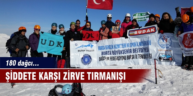Bursalı dağcılar  'Kadına şiddete hayır' dedi...