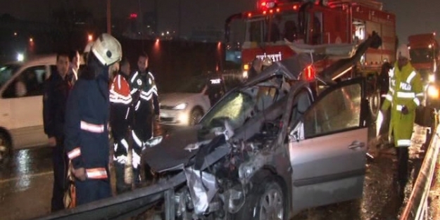 Bariyer otomobile ok gibi saplandı