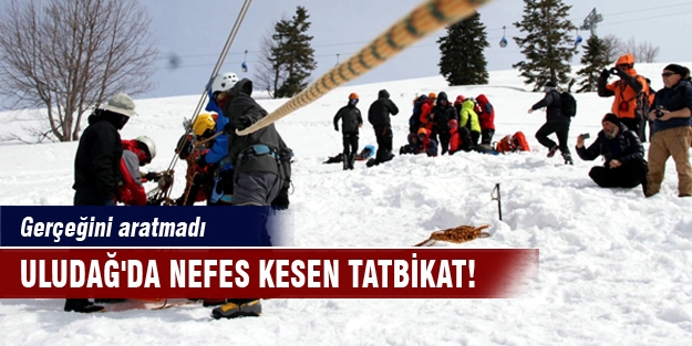 Uludağ'da nefes kesen tatbikat! Gerçeğini aratmadı