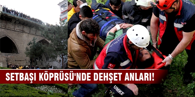 Bursa'da Setbaşı Köprüsü'nde dehşet anları! Yüzlerce kişinin gözü önünde böyle atladı