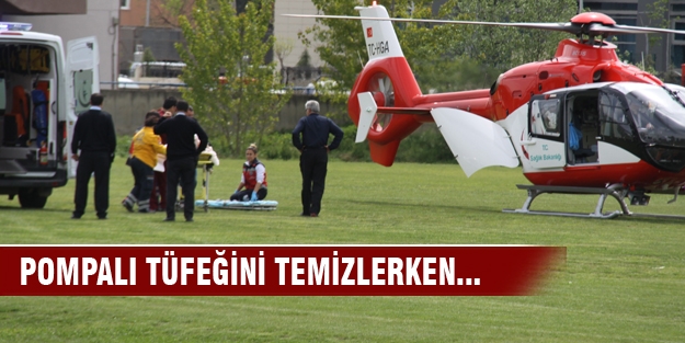 Pompalı tüfeğini temizlerken yüzü parçalandı