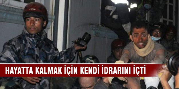 Hayatta kalmak için kendi idrarını içti