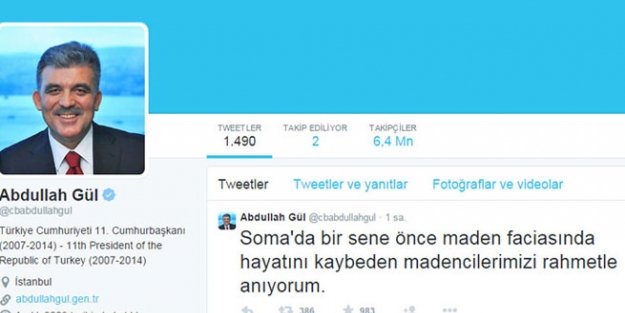 Gül'den Soma için Twitter mesajı