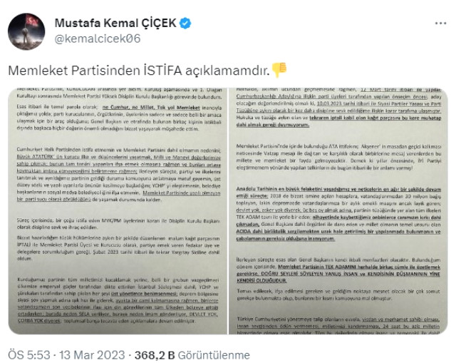 Muharrem İnce'nin avukatı zehir zemberek sözlerle Memleket Partisi'nden istifa etti