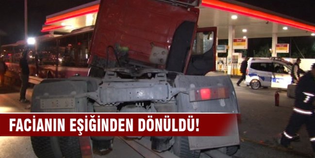 Akaryakıt istasyonuna metreler kala durdu