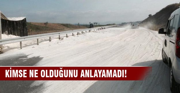 Karayolu beyaza büründü