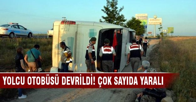Yolcu otobüsü devrildi! Çok sayıda yaralı