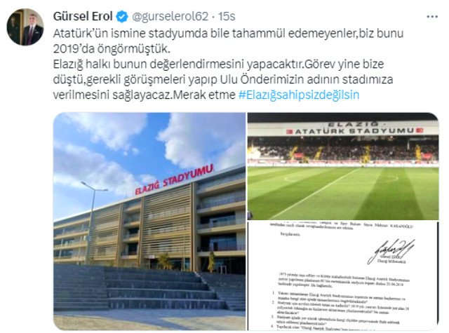 Elazığspor'un yeni stadının adına tepkiler çığ gibi büyüyor