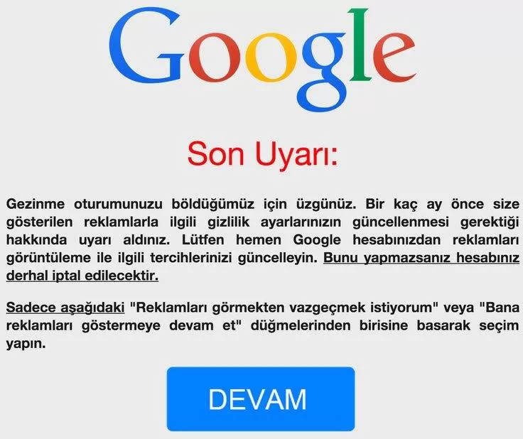 Google'a girince buna sakın tıklamayın!