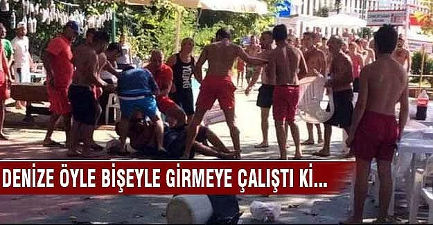 Denize kilotla girmeye kalktı olay oldu!