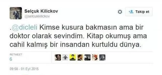 O tweet’i atan doktor görevden uzaklaştırıldı