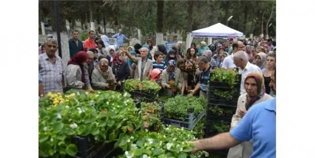 Bursa Orhangazi'de mezarlıklar çiçek açtı