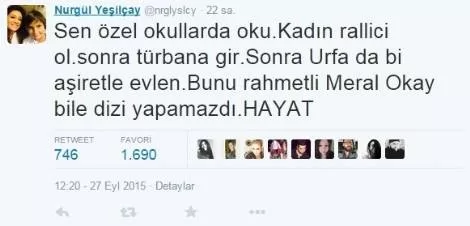 Nurgül Yeşilçay'dan Burcu Çetinkaya'ya sert eleştiri