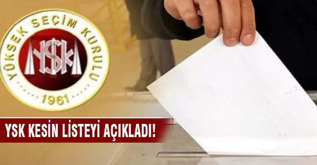 Kesin aday listeleri açıklandı