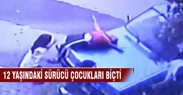 Küçük sürücü kaldırımdaki çocukları biçti