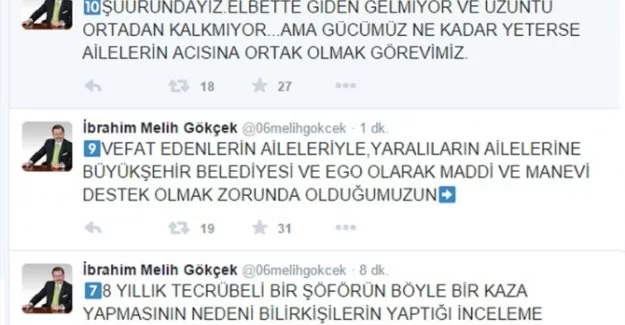 Melih Gökçek’ten kaza açıklaması