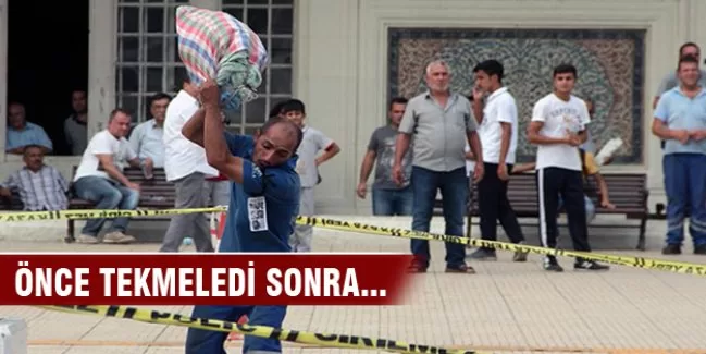 Önce tekmeledi sonra...