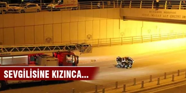 Sevgilisine kızdı, köprüden atladı!