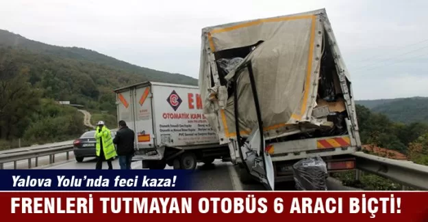 Frenleri tutmayan otobüs 6 aracı biçti