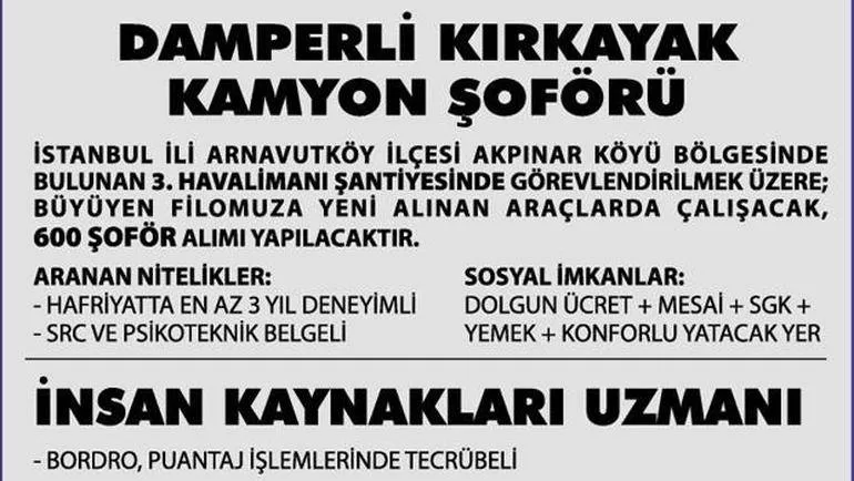 3. Köprü inşaatına dolgun maaşlı 'şoför' aranıyor