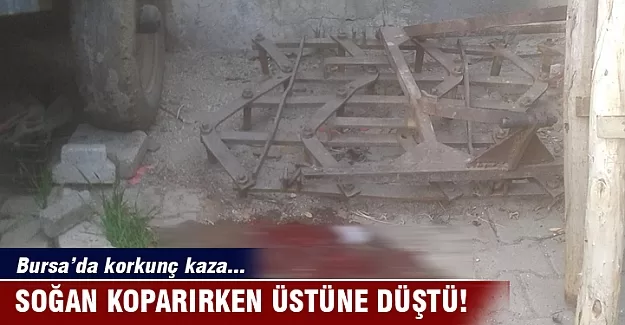 Bursa'da soğan koparırken tırmığın üzerine düştü!