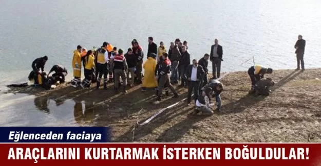 Araçlarını kurtarmak isterken boğuldular!