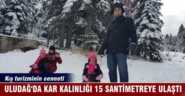 Uludağ'da kar kalınlığı 15 santimetreye ulaştı